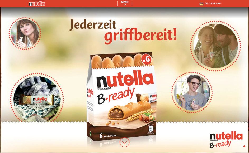 Deutsche Seite von Nutella
