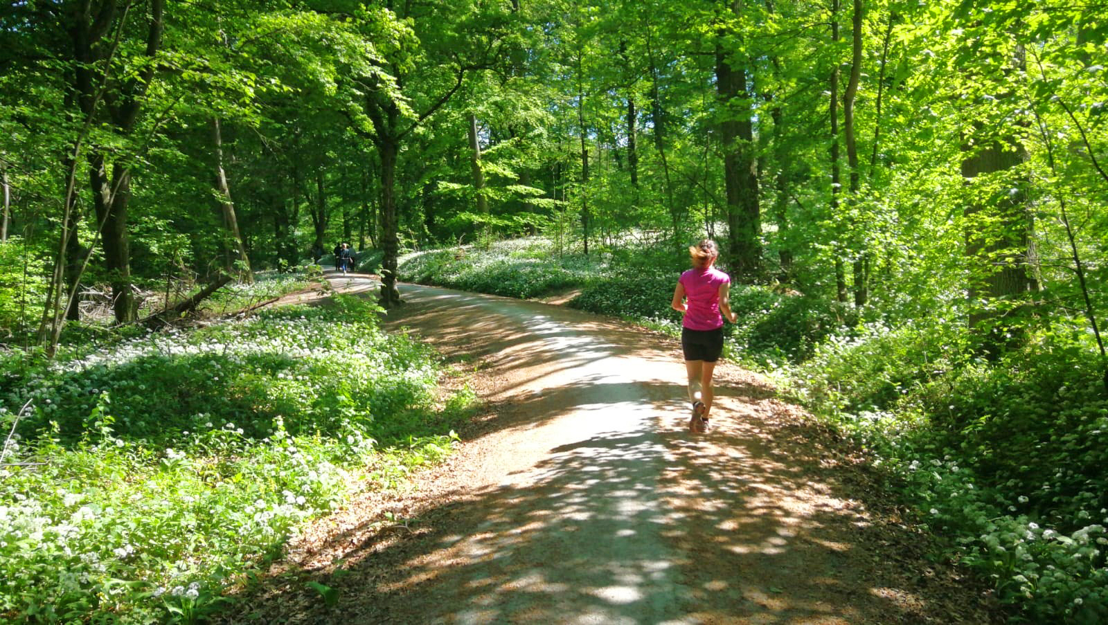 running in the forest